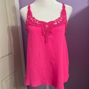 Hot Pink Macrame Flowy Top